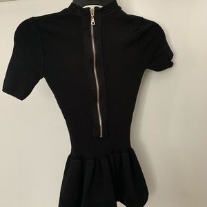 Skirted fitted body zip up top